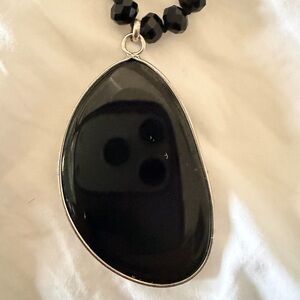 Black Teardrop Pendant Necklace